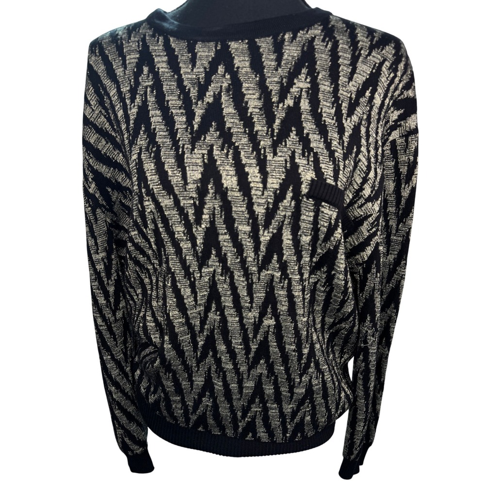 Callahan Metallic Chevron‎ Knit Sweater – Black & Light Gold – Size Small
